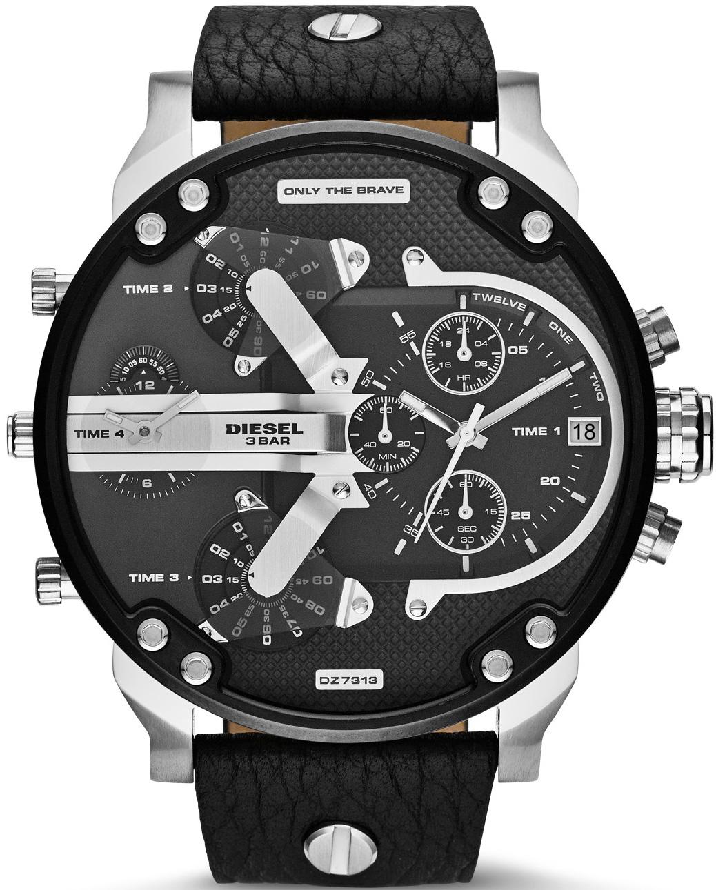 Diesel DZ7313 Takvimli 42 mm Siyah Deri Kordon Analog Erkek Kol Saati