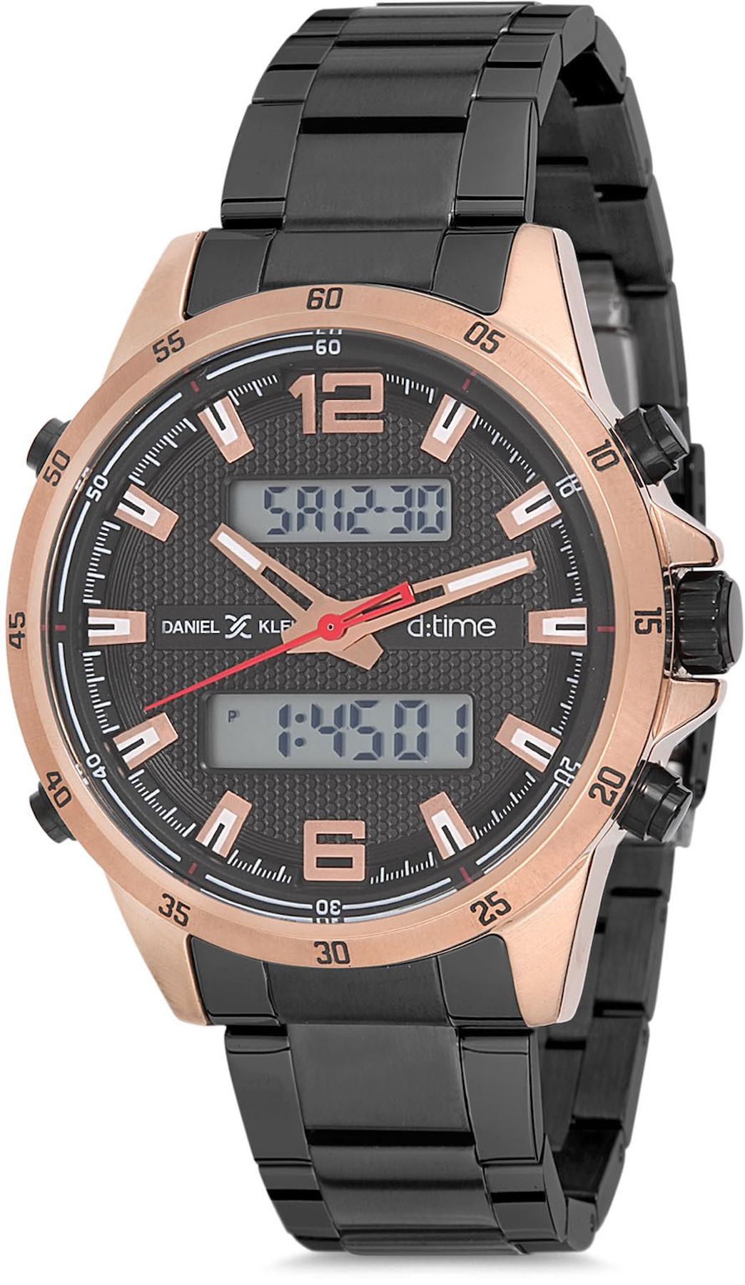 Daniel Klein DK013313A-04 Takvimli 45 mm Siyah Çelik Kordon Analog Erkek Kol Saati