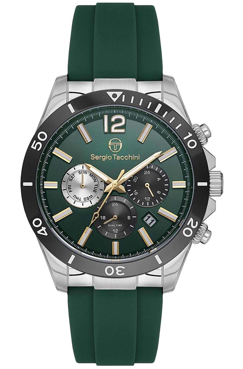 Sergio Tacchini ST.1.10343.2 Takvimli 46 mm Yeşil Silikon Kordon Analog Erkek Kol Saati