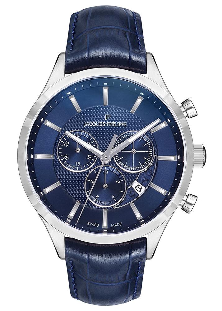 Jacques Philippe JPQGC031132 Pusulalı Takvimli 43 mm Lacivert Deri Kordon Analog Erkek Kol Saati