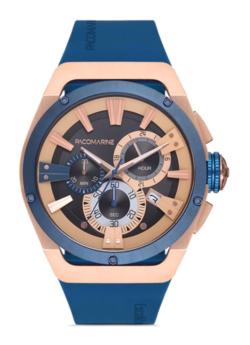 Pacomarine PM.19012.07 Takvimli 44 mm Lacivert Silikon Kordon Analog Erkek Kol Saati