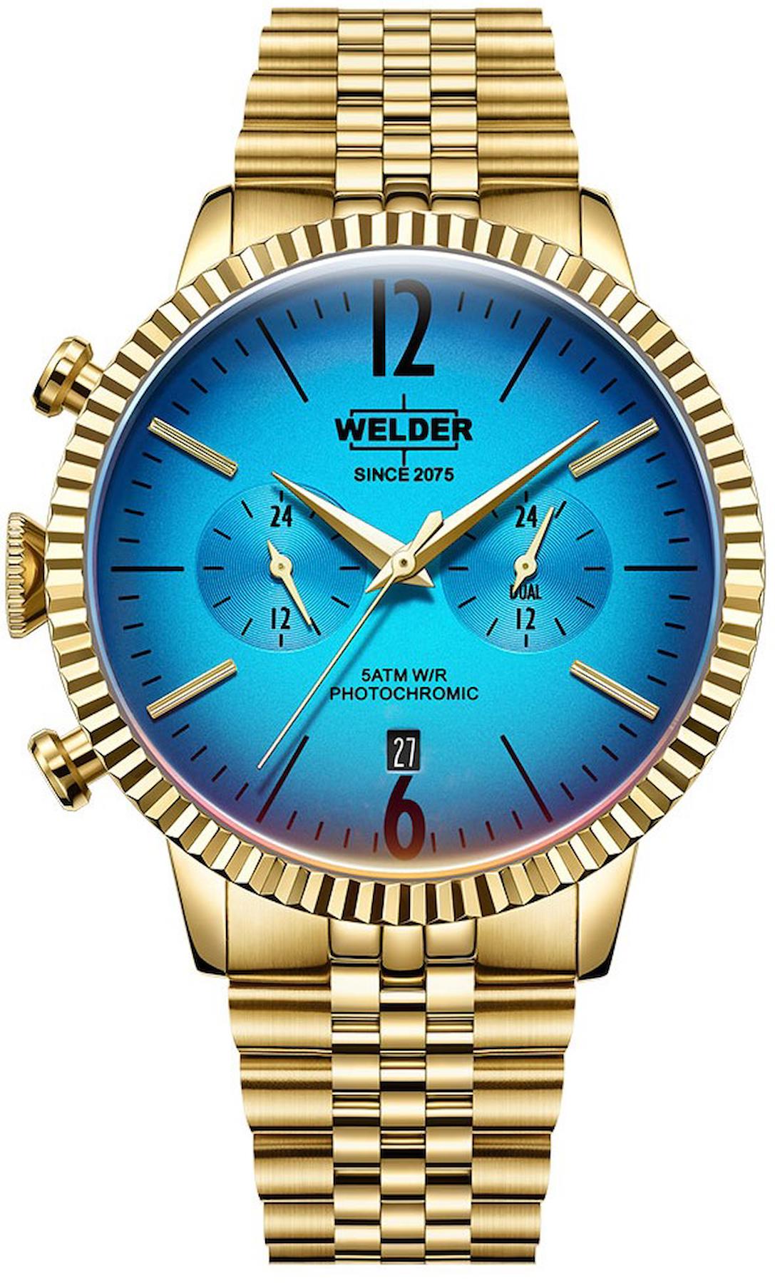 Welder Watch WWRC473 Pusulalı Takvimli 45 mm Altın Çelik Kordon Analog Kol Saati
