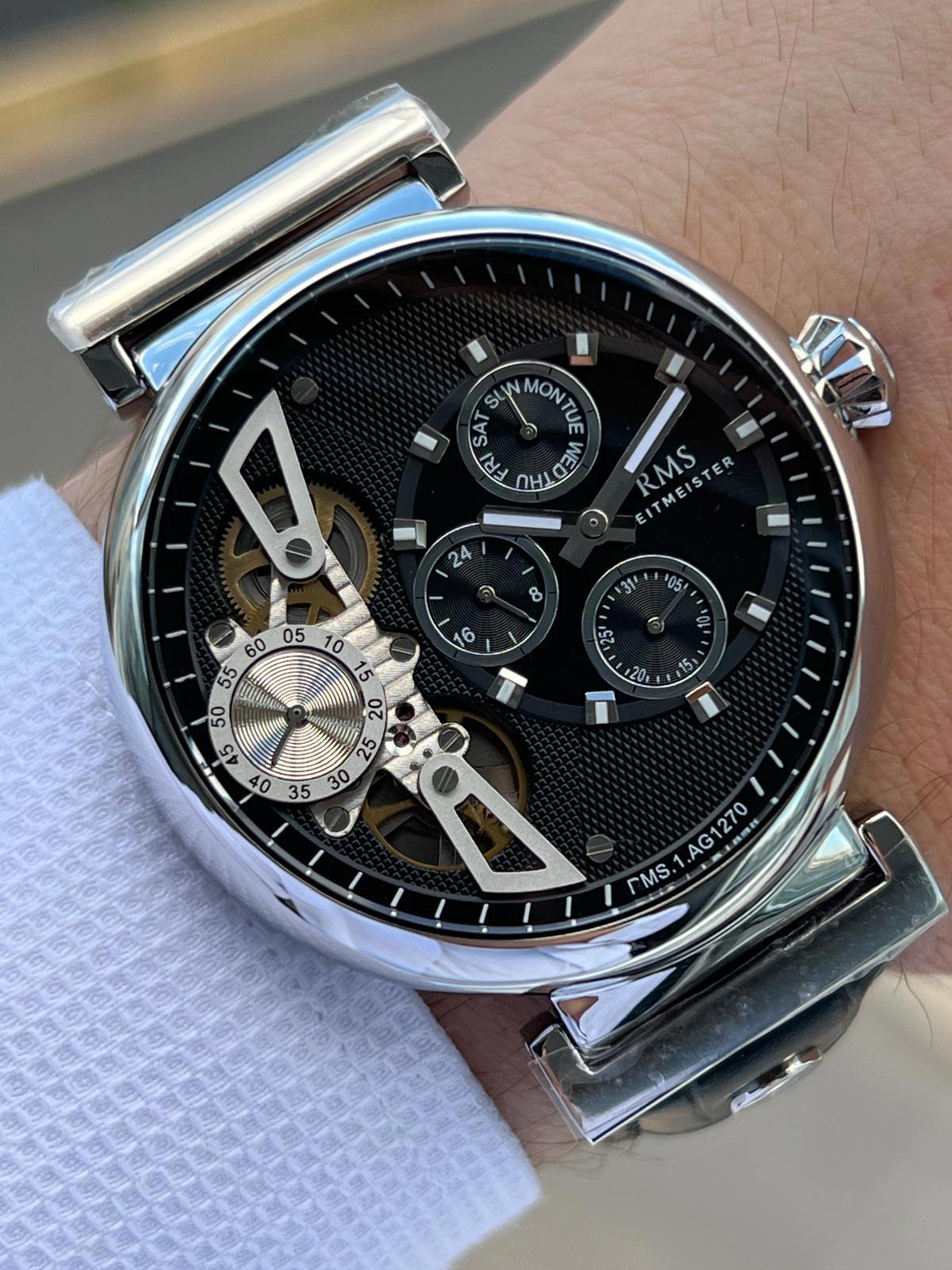 Romanson AG1270.01 Takvimli Siyah Deri Kordon Analog Erkek Kol Saati