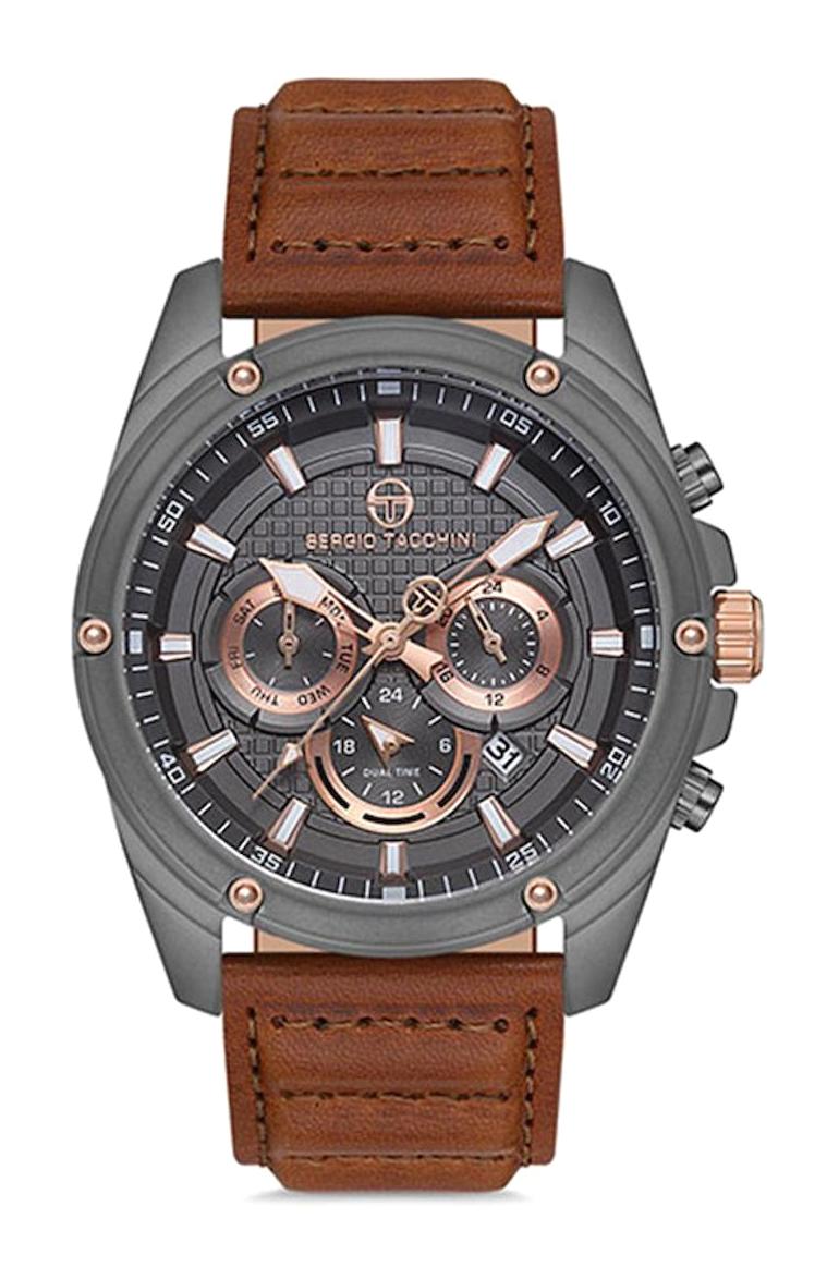 Sergio Tacchini ST.1.10134.2 Takvimli 44 mm Kahverengi Deri Kordon Analog Erkek Kol Saati