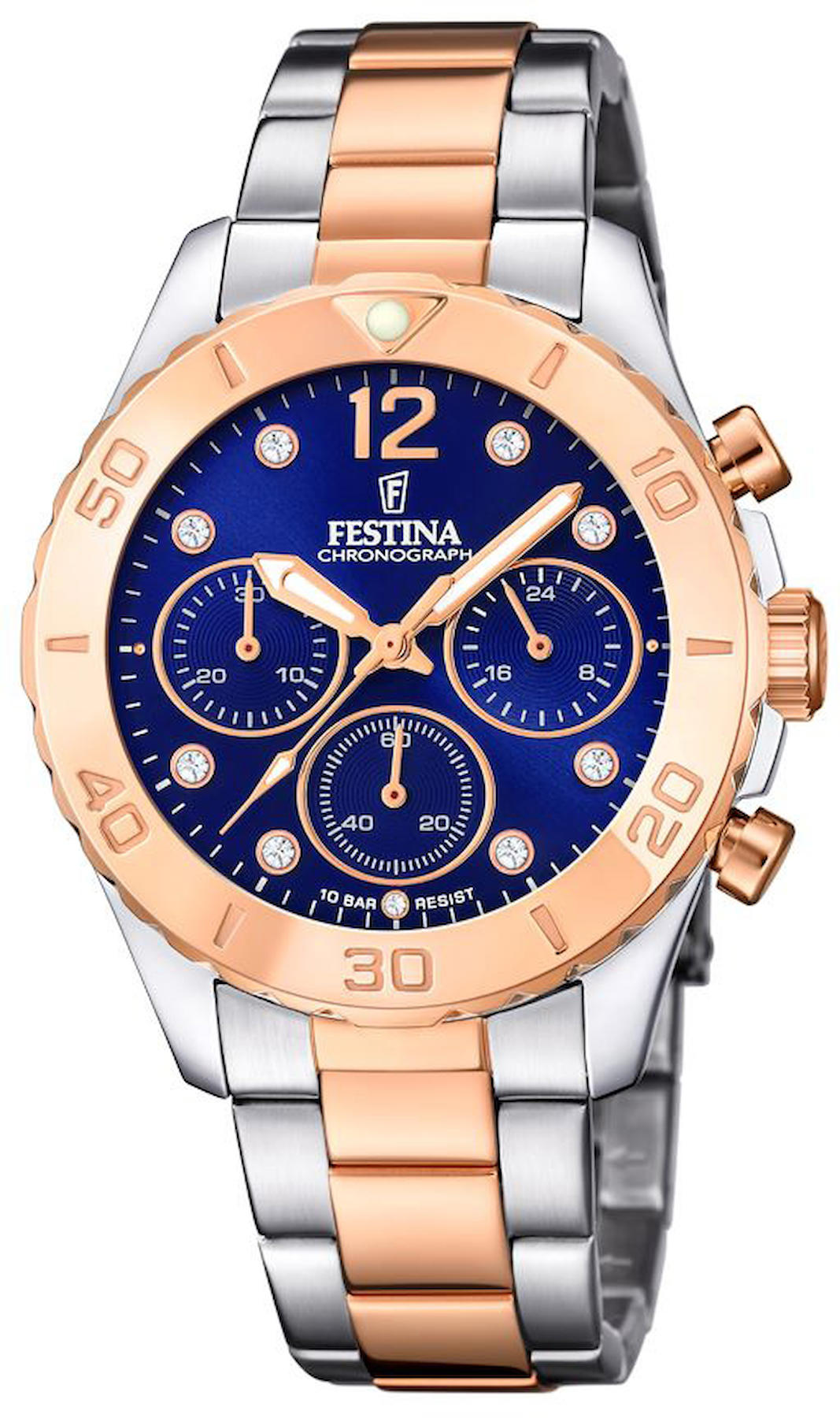Festina F20605-3 Takvimli 39 mm Gri-Rose Gold Çelik Kordon Analog Kol Saati
