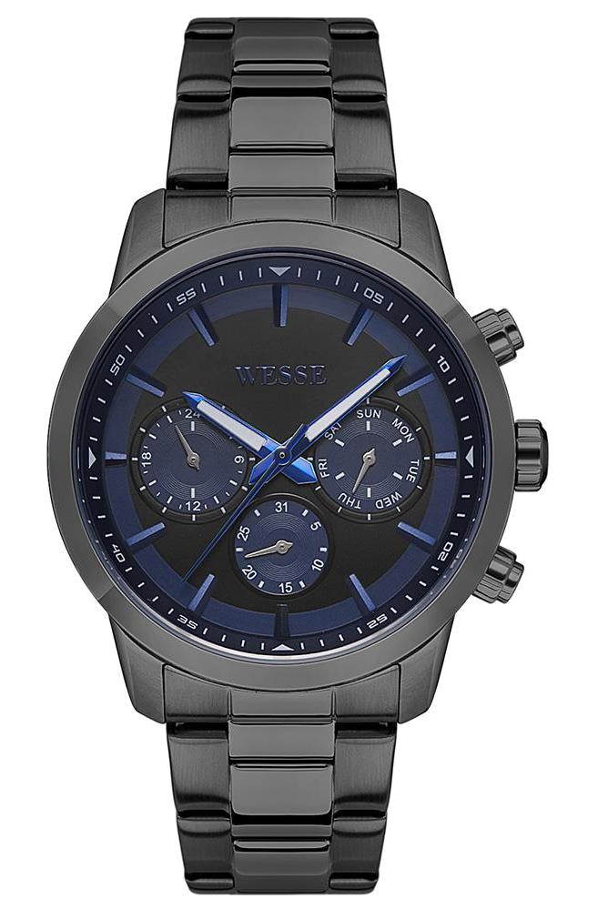 Wesse WWG207202 Takvimli 44 mm Siyah Çelik Kordon Analog Erkek Kol Saati