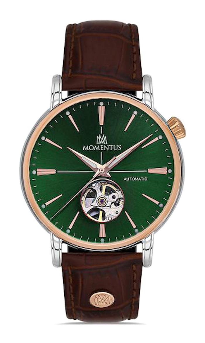 Momentus TM349T-15KR Takvimli 41 mm Kahverengi Deri Kordon Analog Erkek Kol Saati