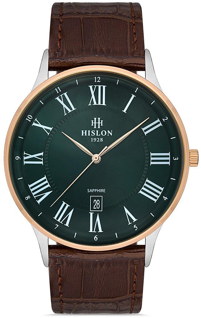 Hislon CL123T-15KR Takvimli 40 mm Kahverengi Deri Kordon Analog Erkek Kol Saati