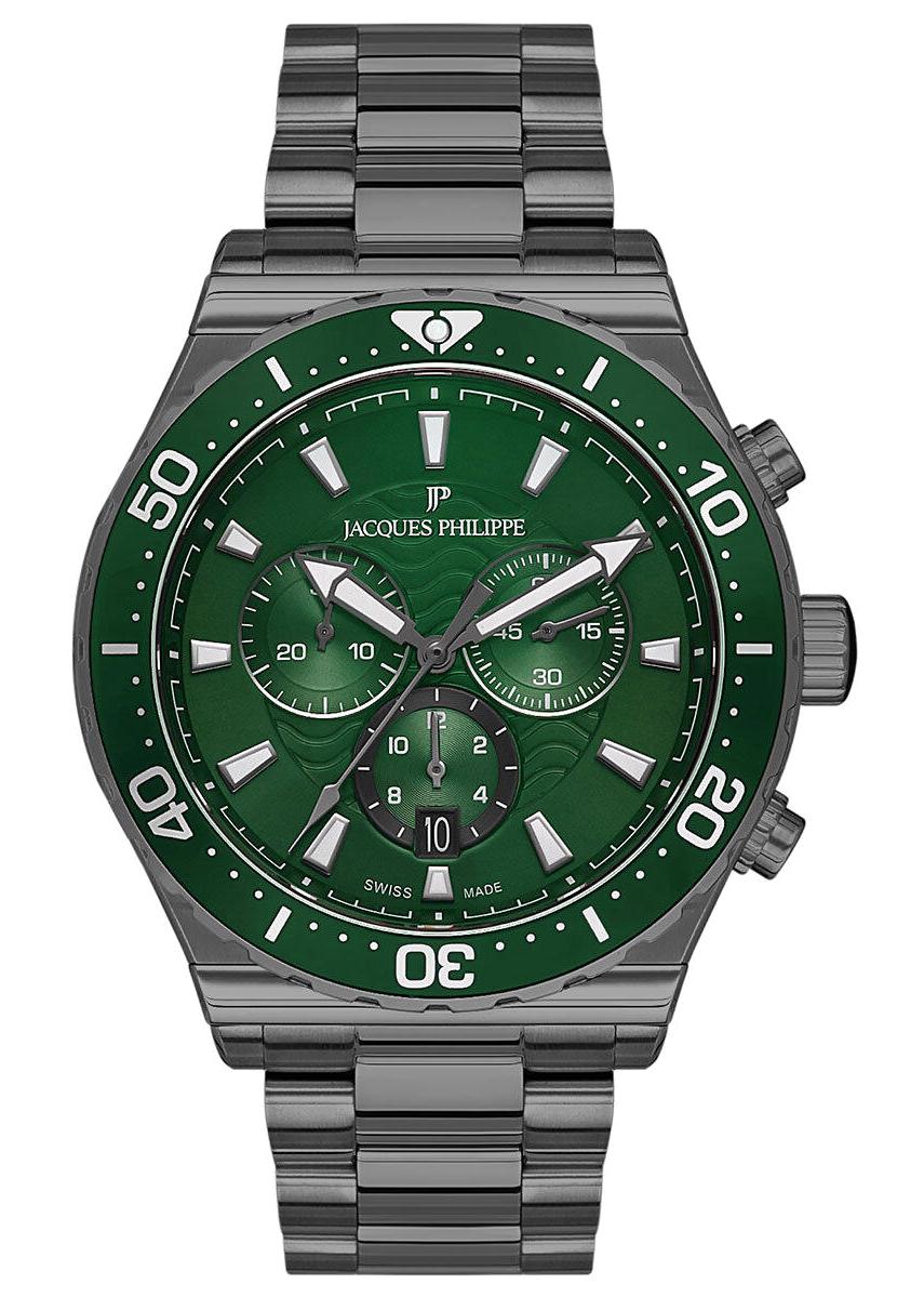 Jacques Philippe JPQGC2083X7 Takvimli 45 mm Füme Çelik Kordon Analog Erkek Kol Saati