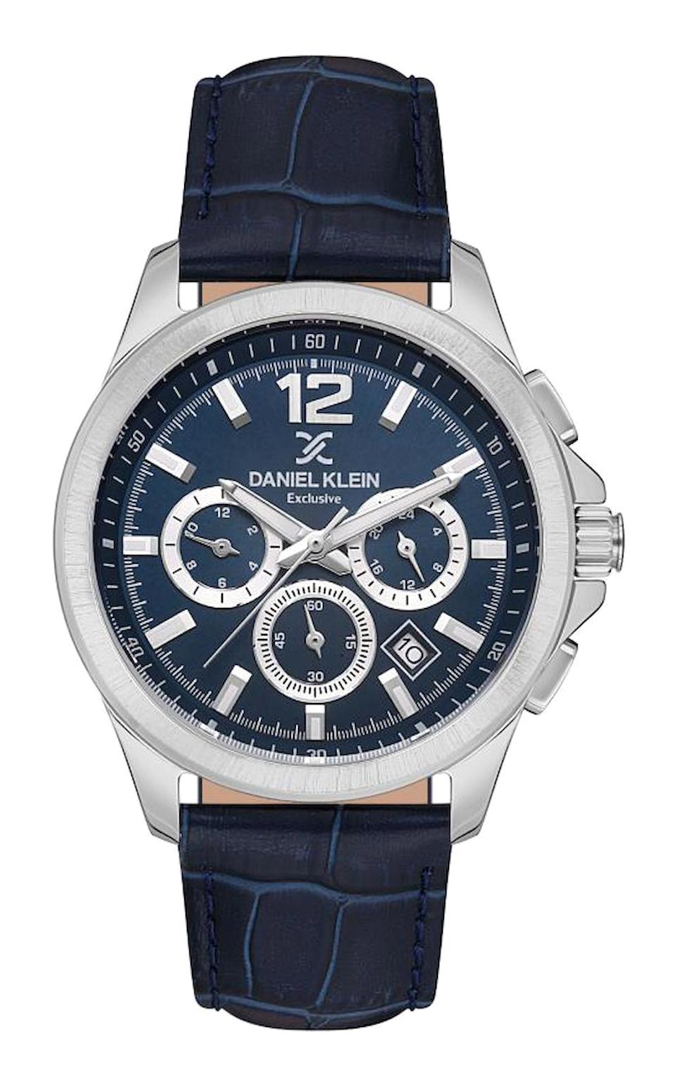 Daniel Klein DK.1.13671-3 Takvimli 42 mm Lacivert Deri Kordon Analog Erkek Kol Saati
