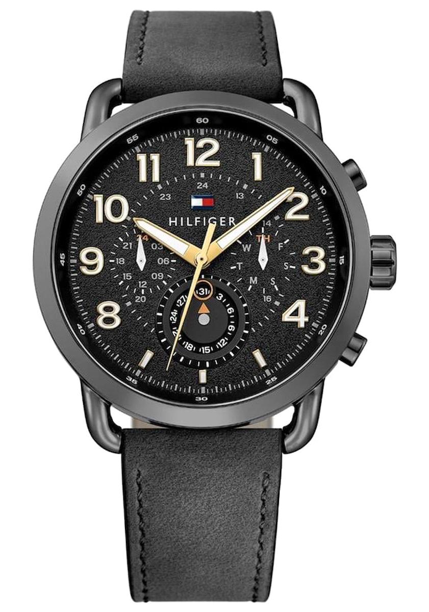 Tommy Hilfiger TH1791426 Takvimli 44 mm Siyah Deri Kordon Analog Erkek Kol Saati