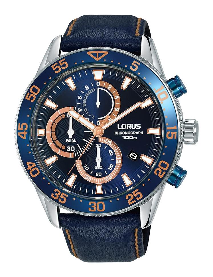 Lorus RM341FX9 Takvimli 44 mm Lacivert Deri Kordon Analog Erkek Kol Saati