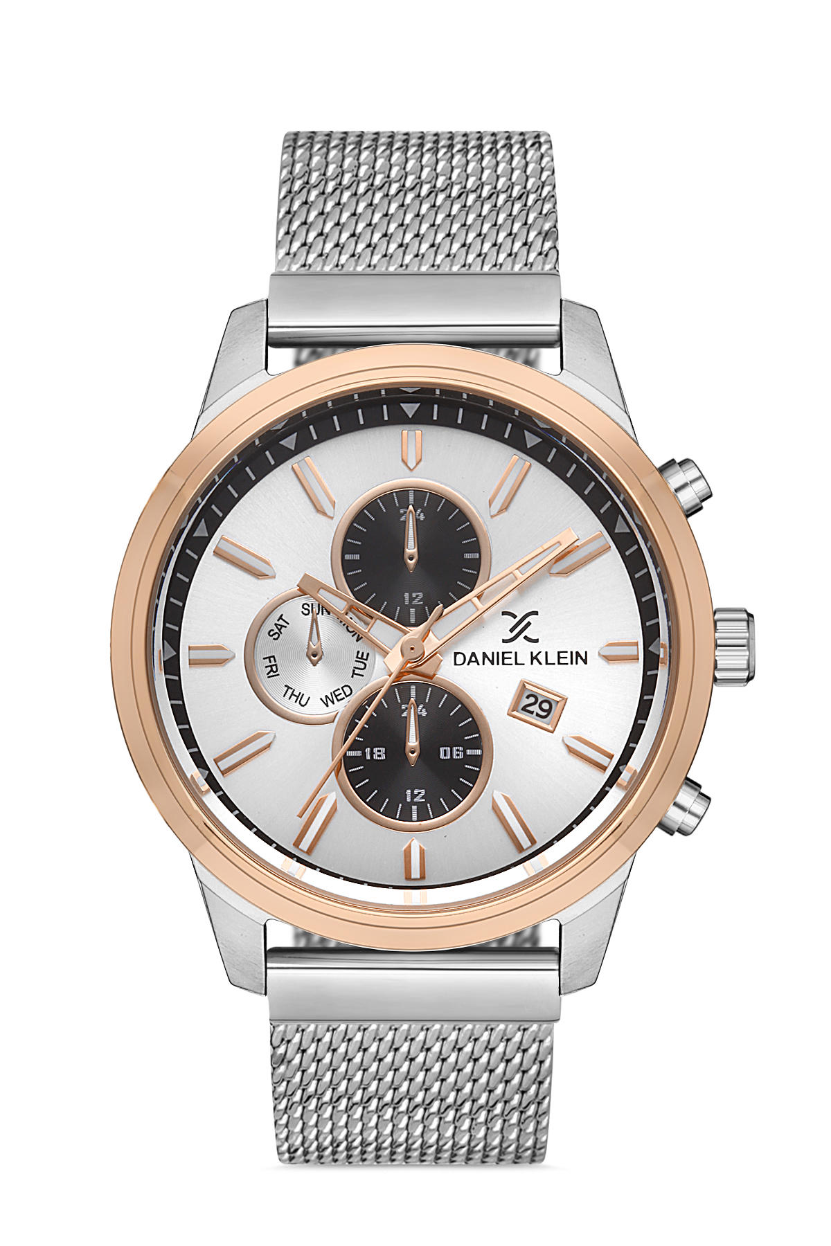 Daniel Klein DK013786D-07 Takvimli Metal Kordon Analog Erkek Kol Saati