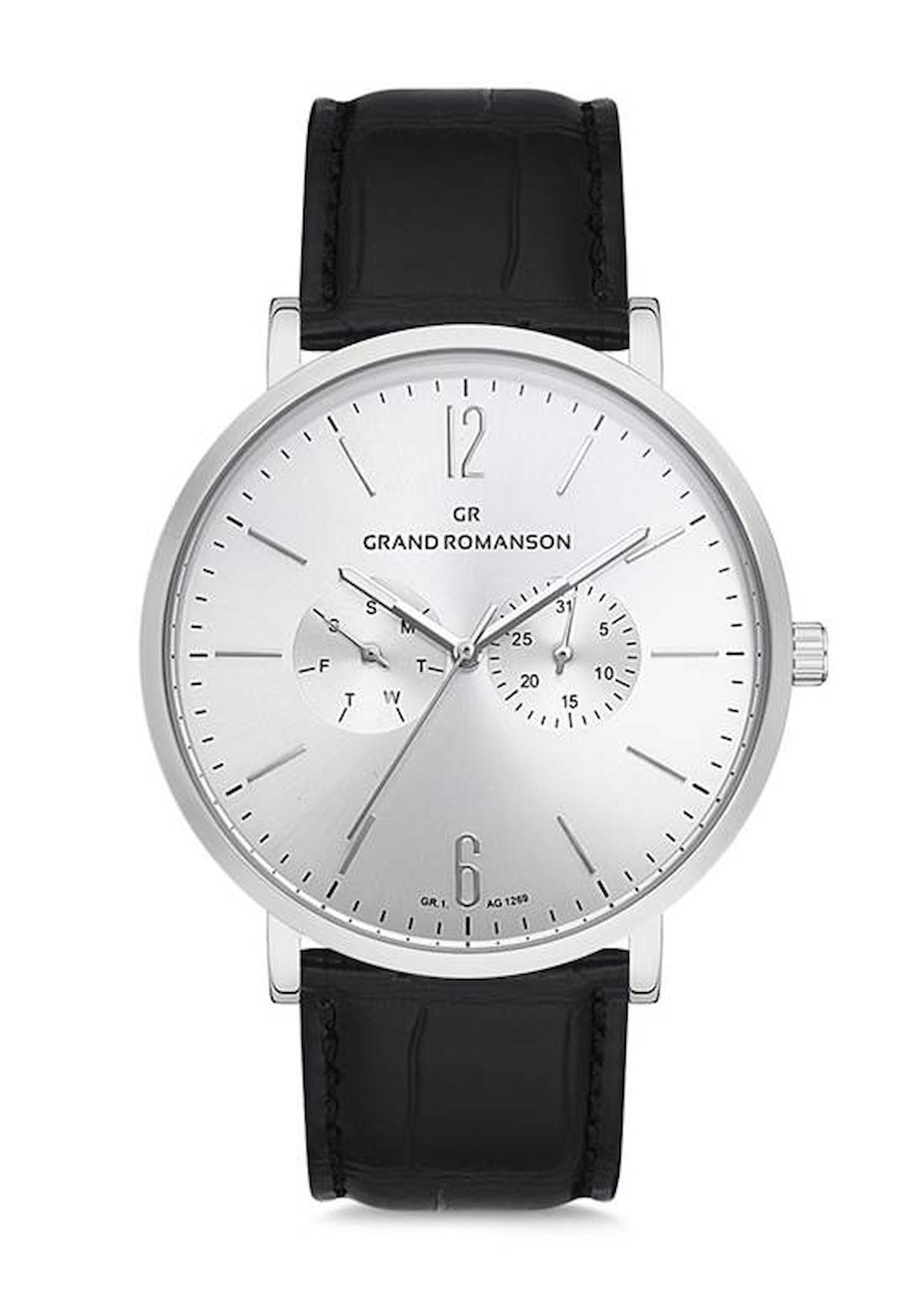Grand Romanson GR.1.AG1269.02 Takvimli 44 mm Siyah Deri Kordon Analog Erkek Kol Saati