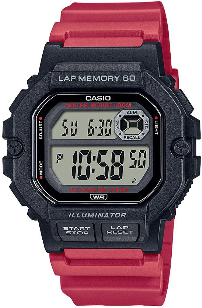 Casio WS-1400H-4AVDF Takvimli Kırmızı Silikon Kordon Dijital Erkek Kol Saati