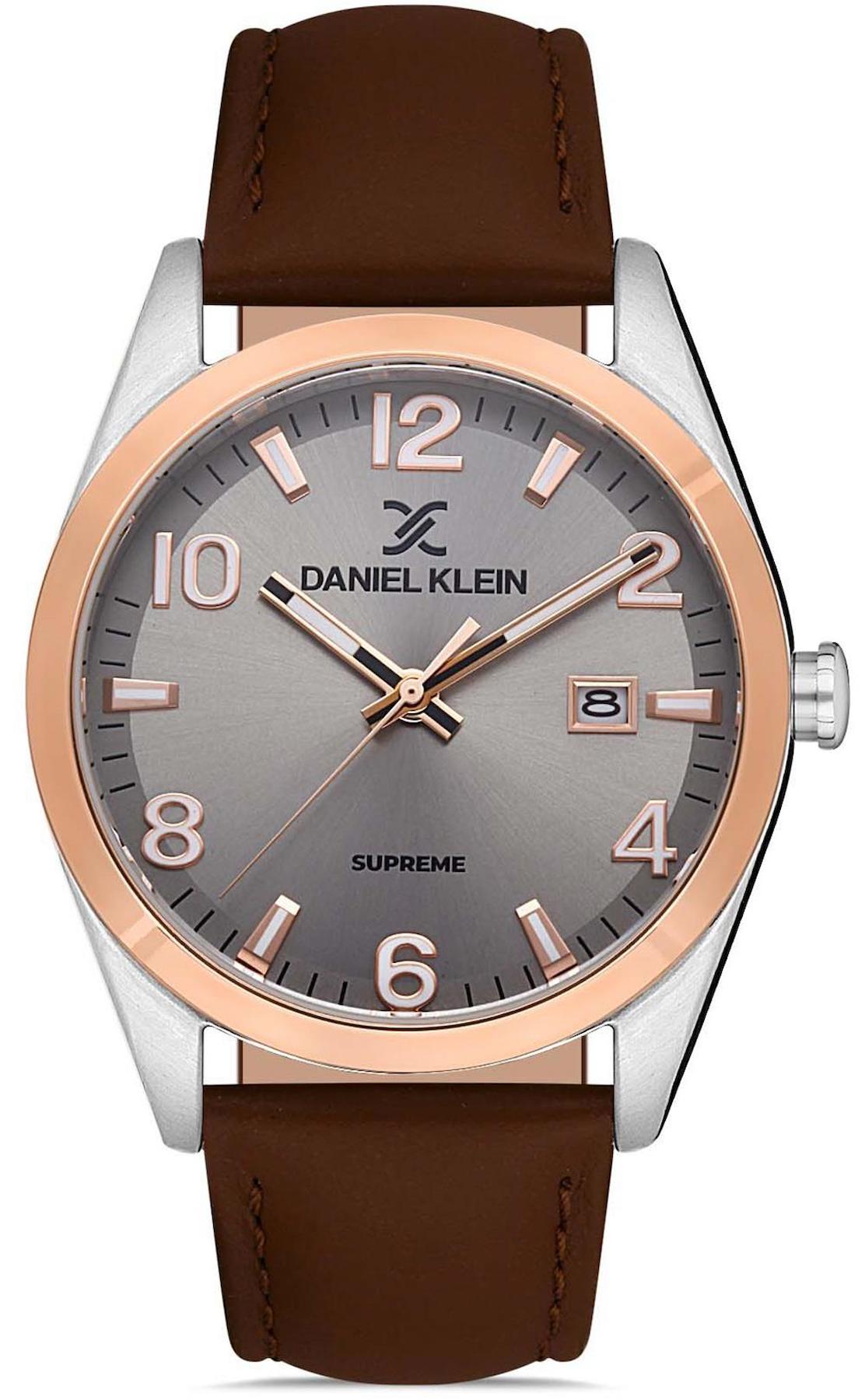 Daniel Klein DKE.1.10423.4 Takvimli 40 mm Kahverengi Deri Kordon Analog Erkek Kol Saati