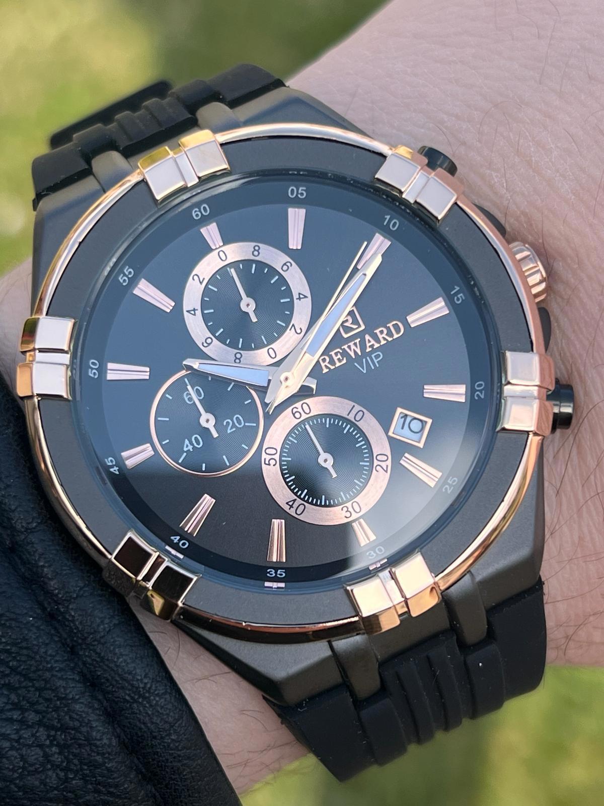 Reward RA145064 Takvimli 46 mm Siyah Silikon Kordon Analog Erkek Kol Saati