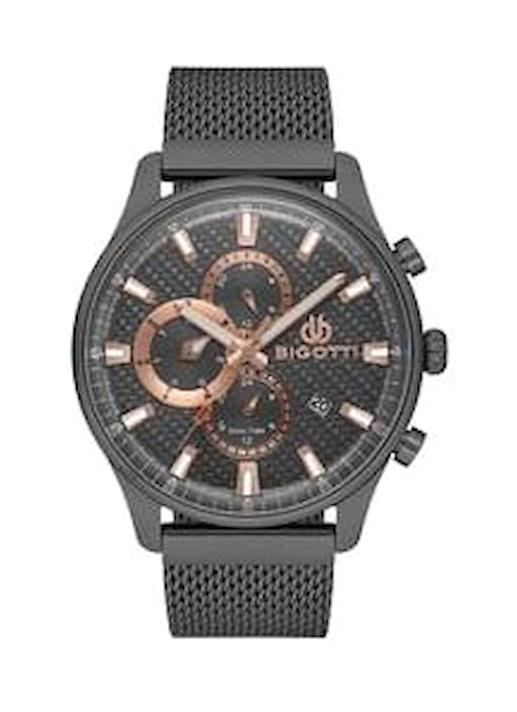 Bigotti BG.1.10285.5 Takvimli 43 mm Siyah Çelik-Hasır Kordon Analog Erkek Kol Saati
