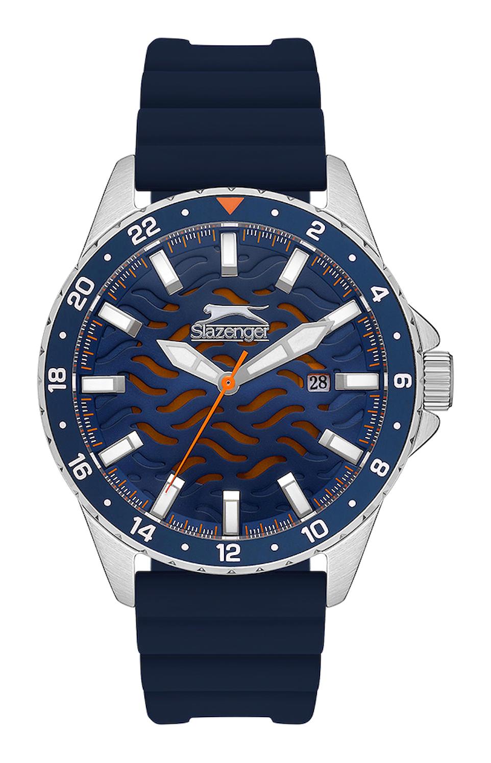Slazenger SL.09.2224.1.03 Takvimli 45 mm Lacivert Silikon Kordon Analog Erkek Kol Saati