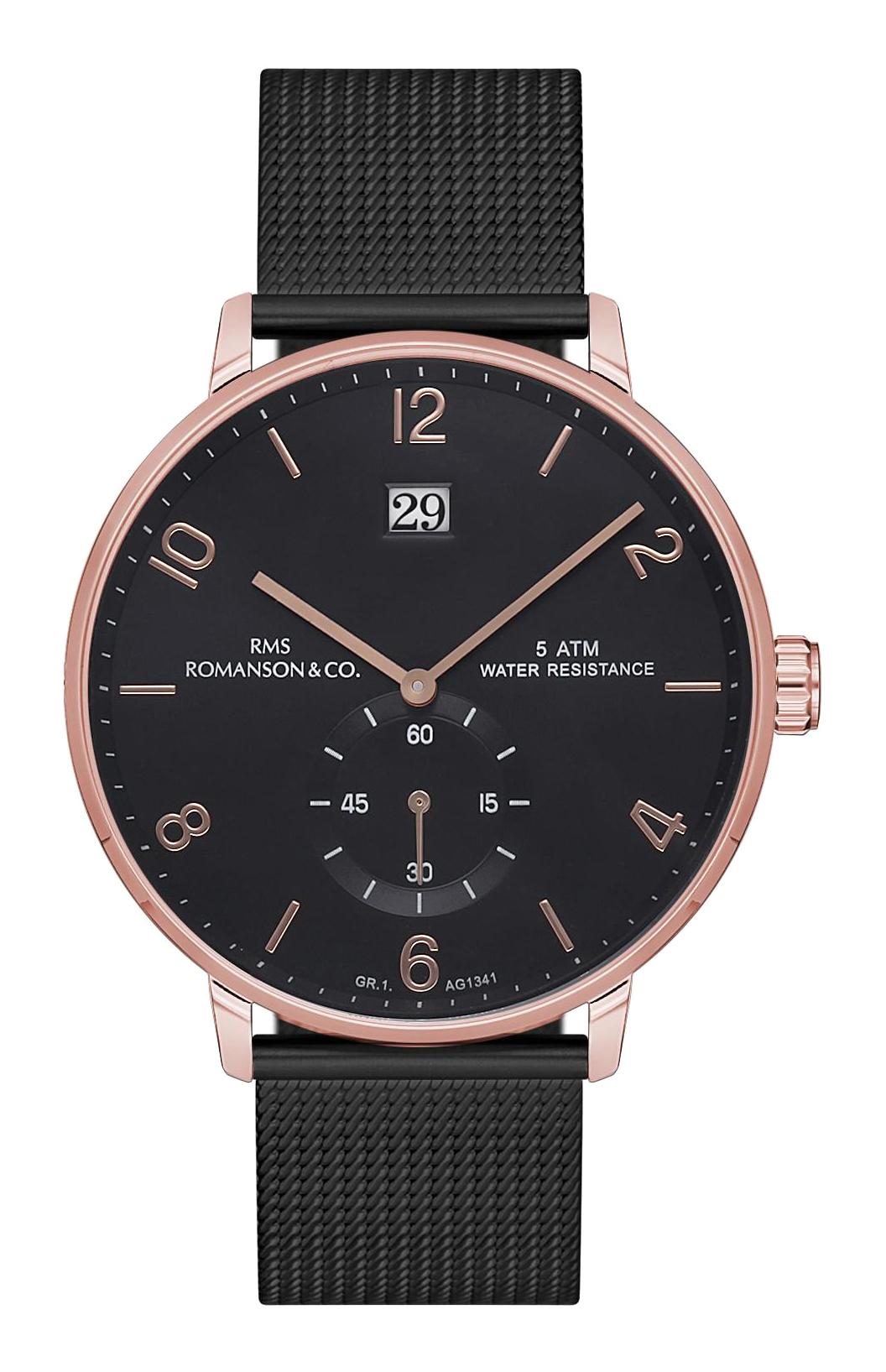 Romanson GR.1.AG1341.04 Takvimli 41 mm Siyah Metal Kordon Analog Erkek Kol Saati