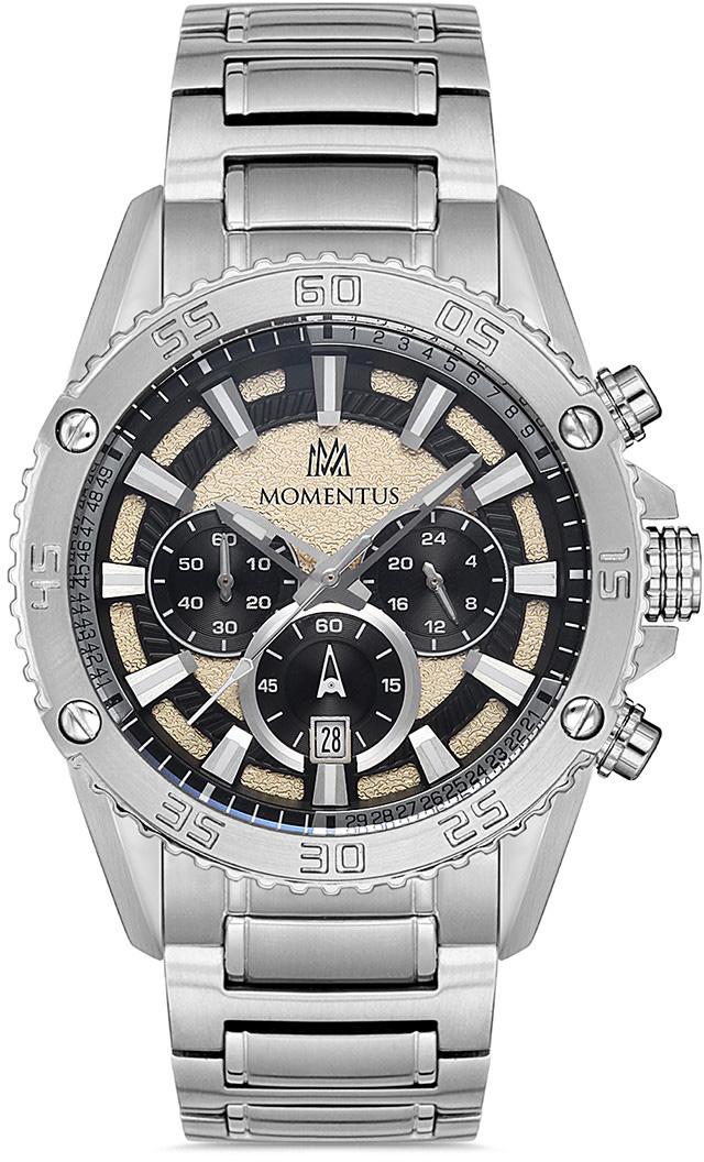 Momentus SM373S-07SS Takvimli 45 mm Çelik Kordon Analog Kol Saati