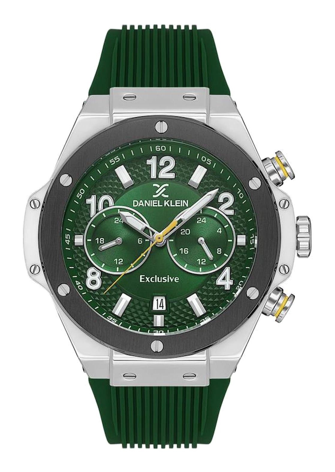 Daniel Klein DK103-DK.1.13615-3 Takvimli 44 mm Yeşil Silikon Kordon Analog Erkek Kol Saati