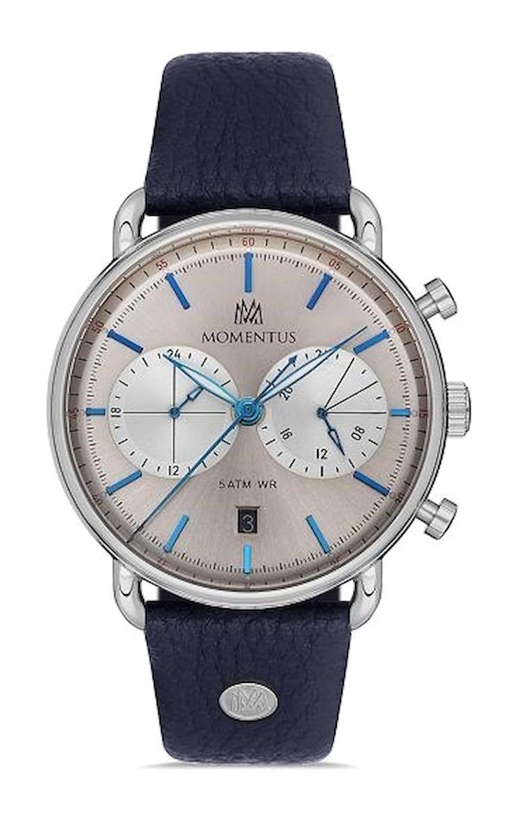 Momentus CC285S-02MS Takvimli 43 mm Lacivert Deri Kordon Analog Erkek Kol Saati