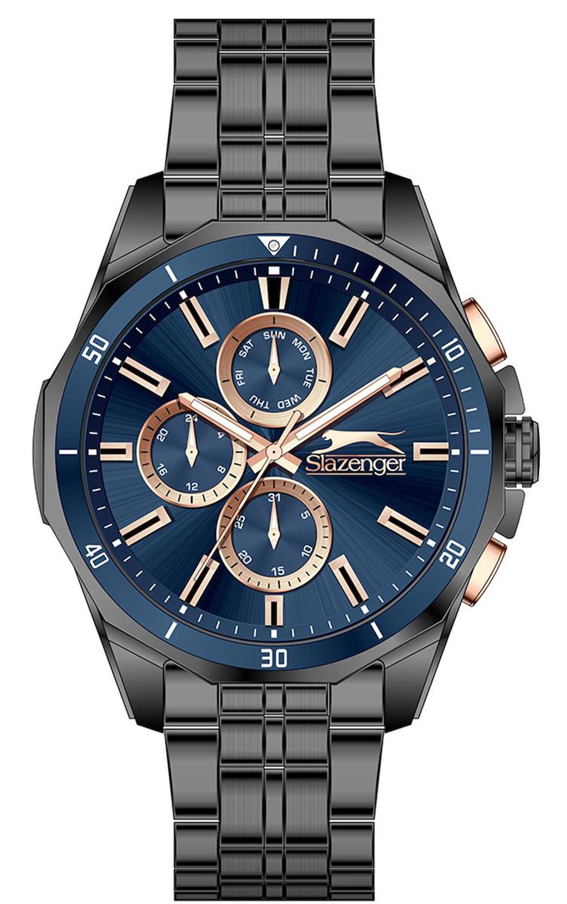 Slazenger SL.09.2245.2.04 Takvimli 46 mm Füme Çelik Kordon Analog Erkek Kol Saati