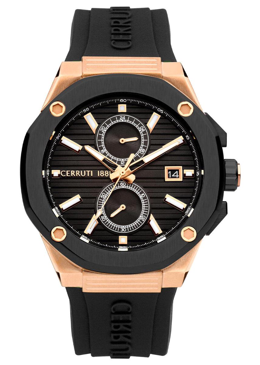 Cerruti 1881 CIWGQ0006901 Takvimli 45 mm Siyah Silikon Kordon Analog Erkek Kol Saati