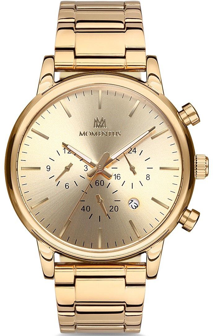 Momentus CC236G-07SG Takvimli 44 mm Altın Çelik Kordon Analog Kol Saati