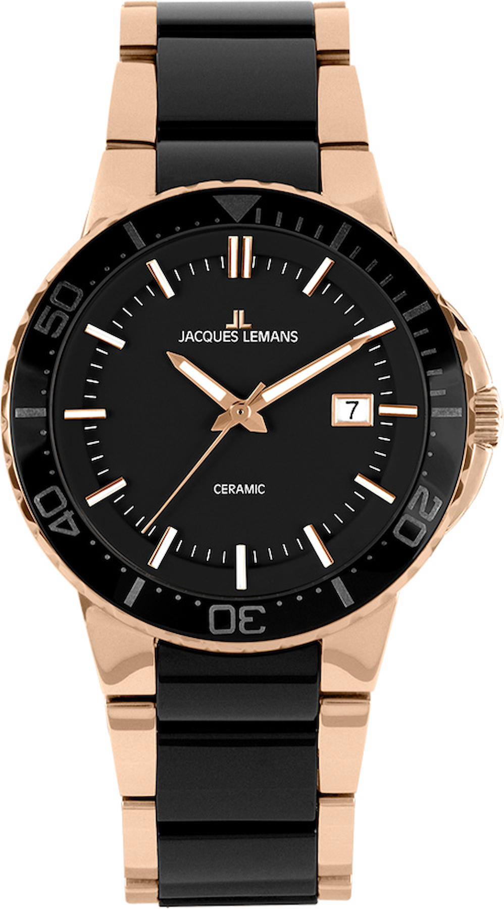 Jacques Lemans 1-2164C Takvimli 43 mm Siyah Çelik Kordon Analog Kol Saati