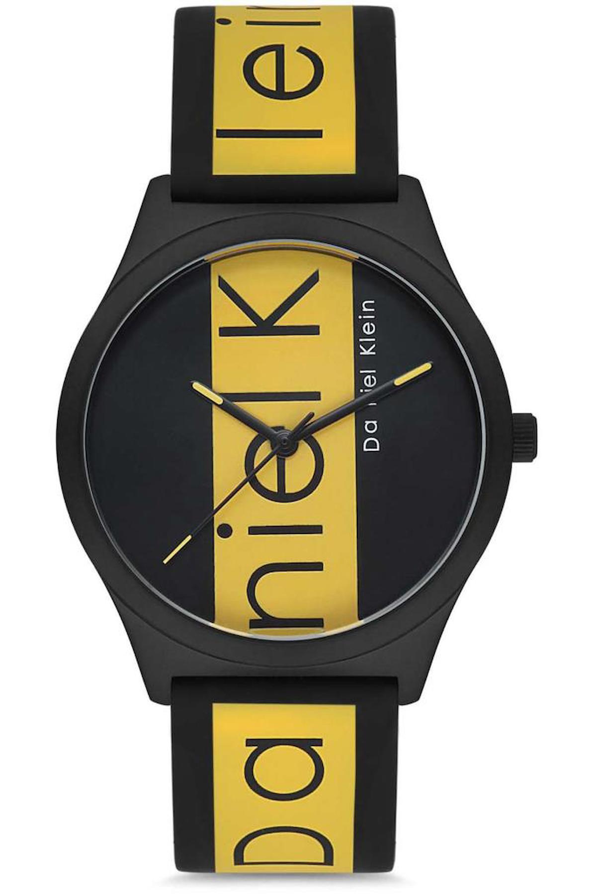Daniel Klein DK.1.12617.1 Takvimli 42 mm Sarı - Siyah Silikon Kordon Analog Erkek Kol Saati