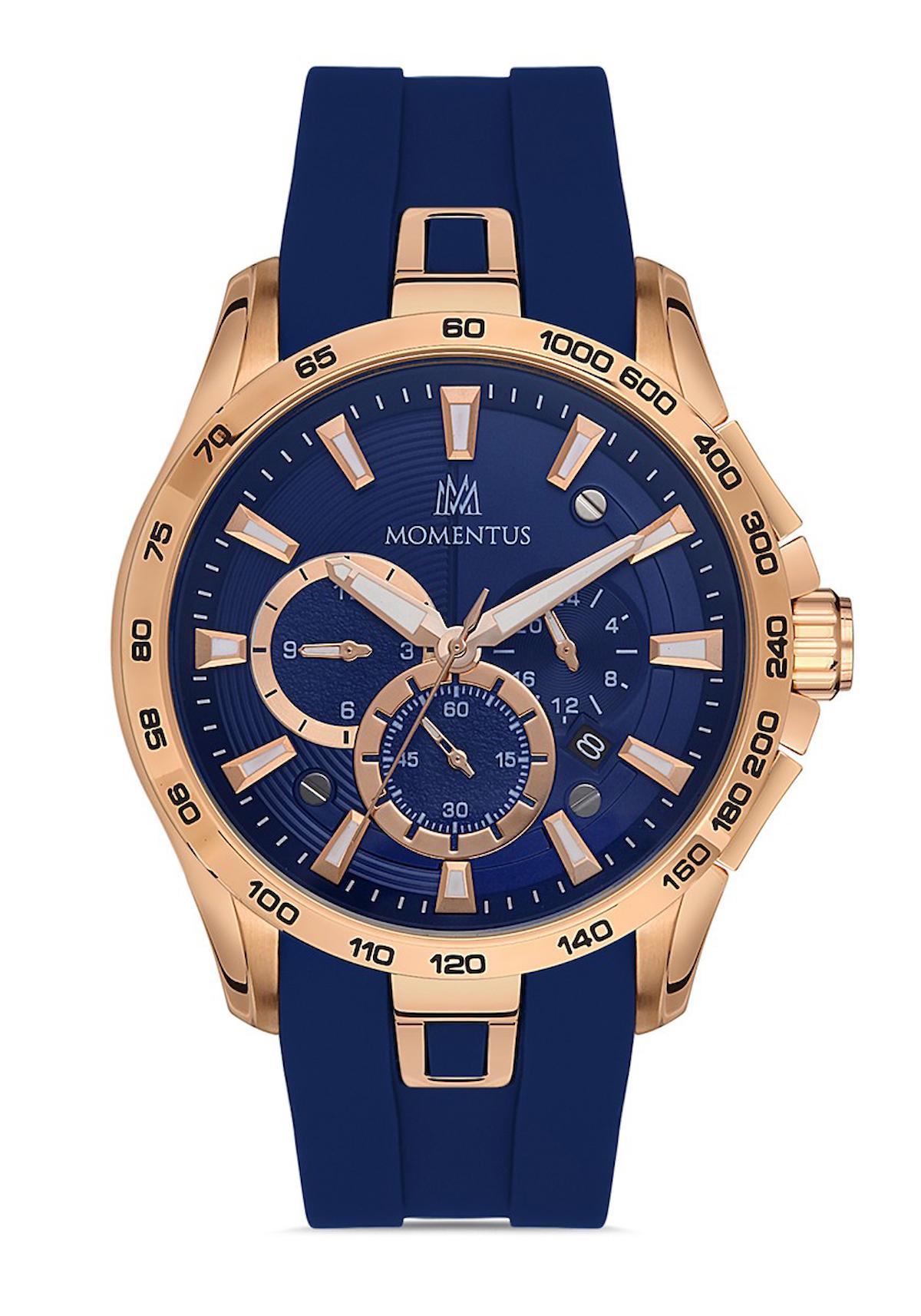 Momentus SM349R-11MR Takvimli 44 mm Lacivert Silikon Kordon Analog Erkek Kol Saati