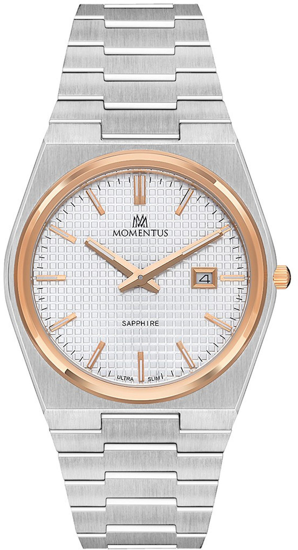 Momentum EM345T-02SR Takvimli 40 mm Çelik Kordon Analog Erkek Kol Saati