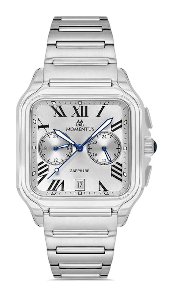 Momentus TM348S-02SS Takvimli 40 mm Çelik Kordon Analog Erkek Kol Saati