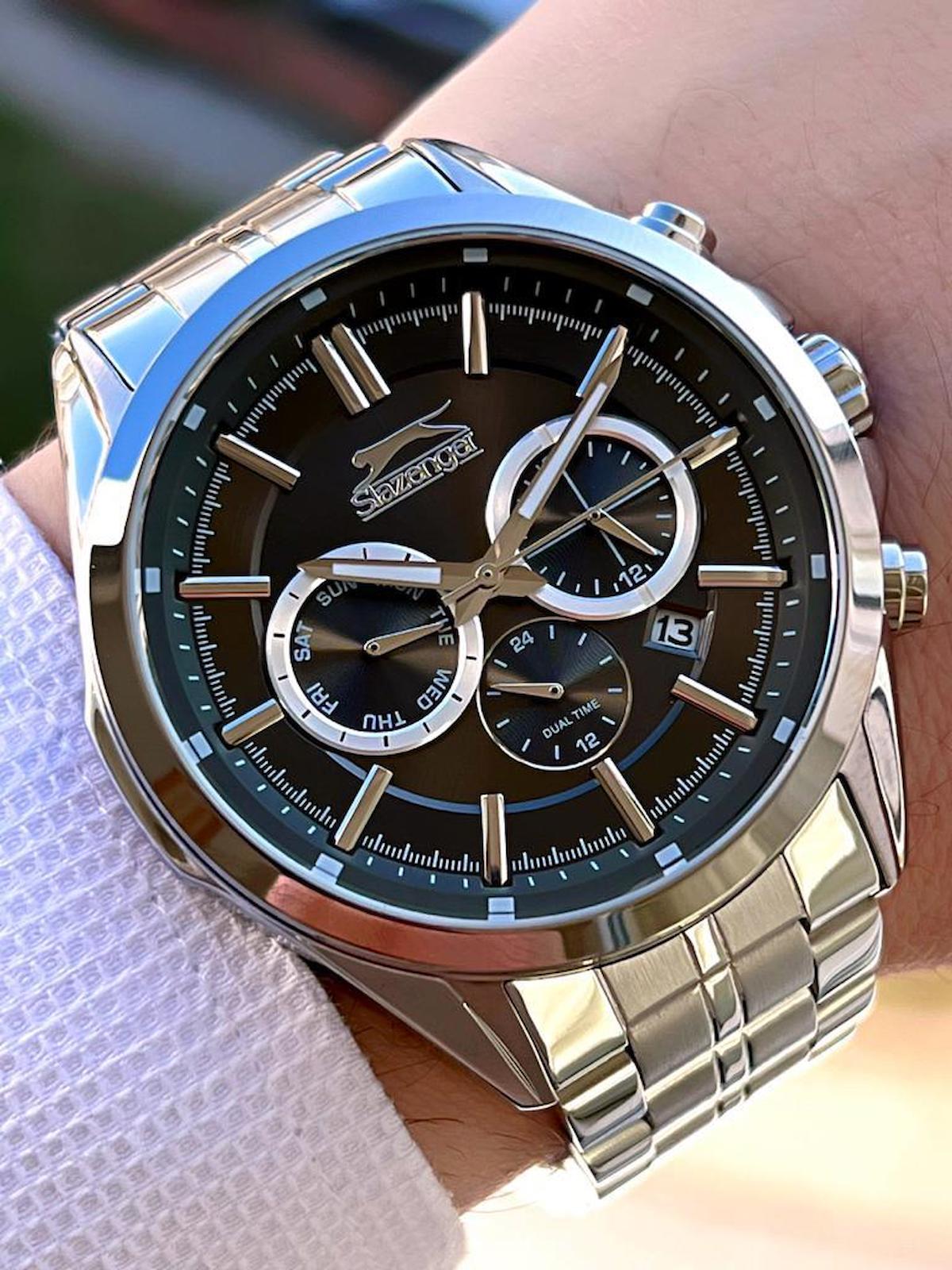 Slazenger SL.03 Takvimli 46-48 mm Çelik Kordon Analog Erkek Kol Saati
