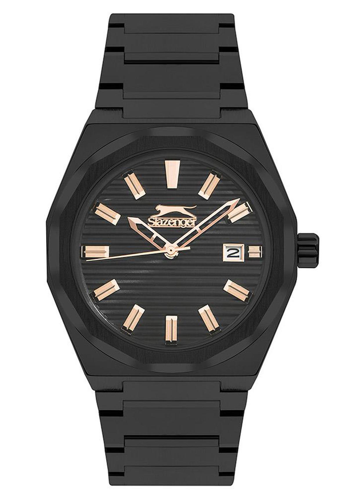 Slazenger SL.09.2143.1.02 Takvimli 42 mm Siyah Çelik Kordon Analog Erkek Kol Saati
