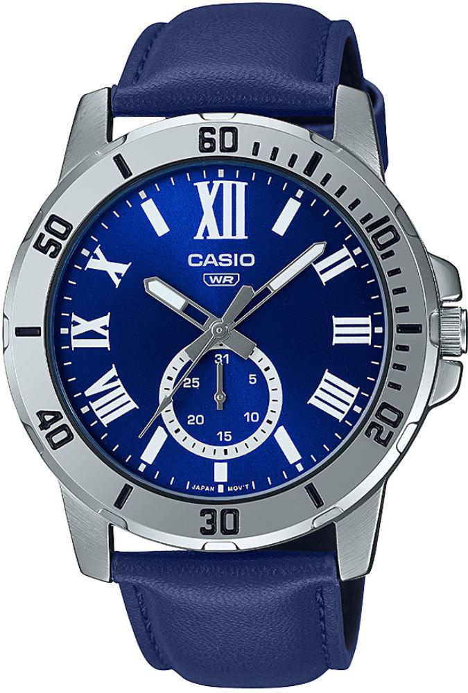 Casio MTP-VD200L-2BUDF Takvimli 45 mm Lacivert Deri Kordon Analog Erkek Kol Saati