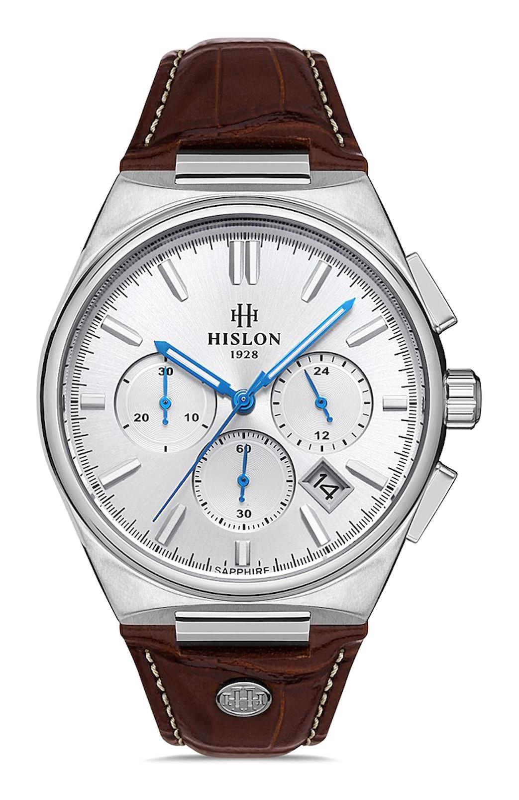 Hislon MS136S-02KS Pusulalı Takvimli 43 mm Kahverengi Deri Kordon Analog Erkek Kol Saati