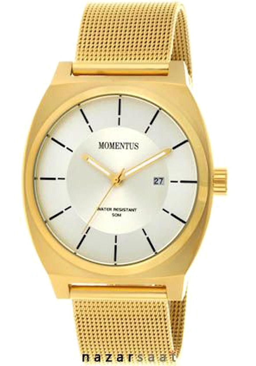 Momentus EM242G-02SG Takvimli 39 mm Altın Metal Kordon Analog Erkek Kol Saati