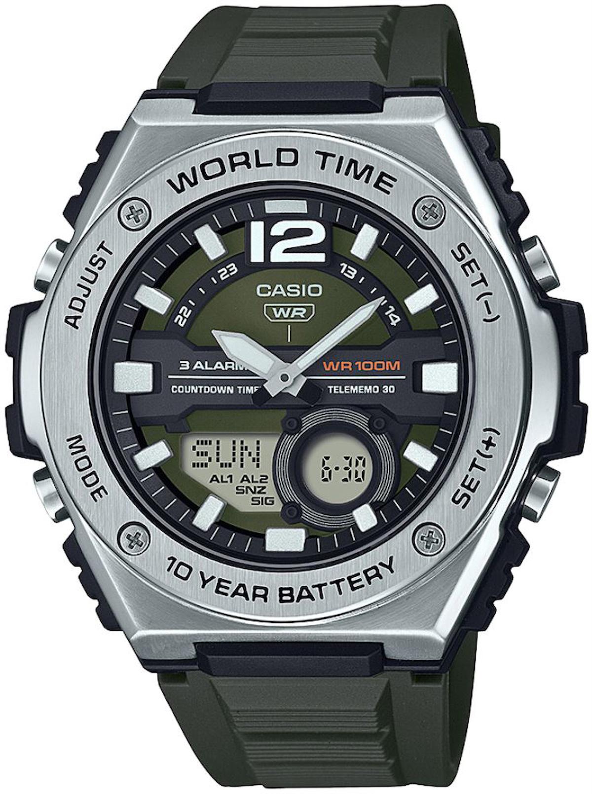 Casio MWQ-100-3AVDF Takvimli 50.6 mm Yeşil Plastik Kordon Analog Erkek Kol Saati