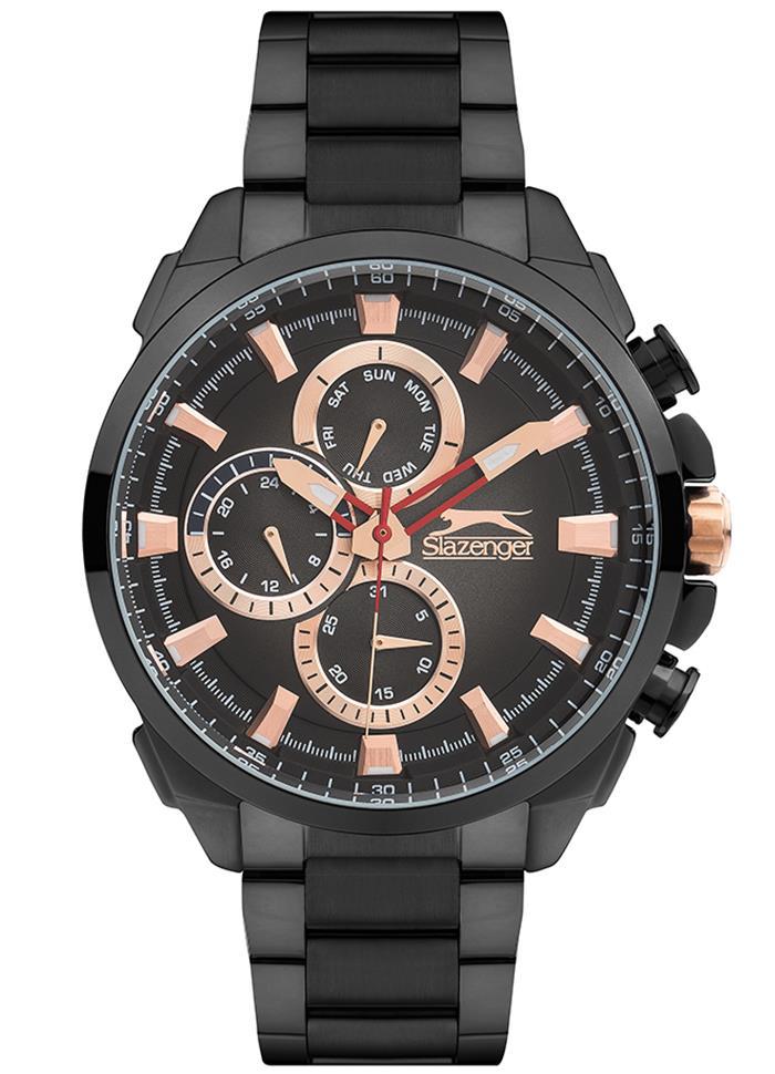 Slazenger SL.09.1828.2.02 Takvimli 46-50 mm Siyah Çelik Kordon Analog Erkek Kol Saati