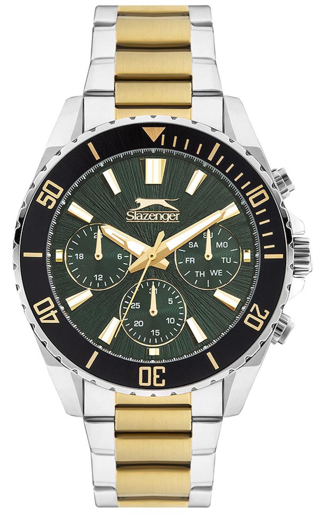 Slazenger SL.09.2273.2.05 Takvimli 45 mm Altın-Çelik Kordon Analog Erkek Kol Saati