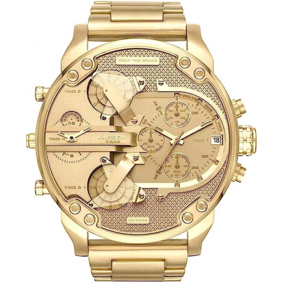 Diesel DZ7399 Takvimli 42 mm Altın Çelik Kordon Analog Erkek Kol Saati