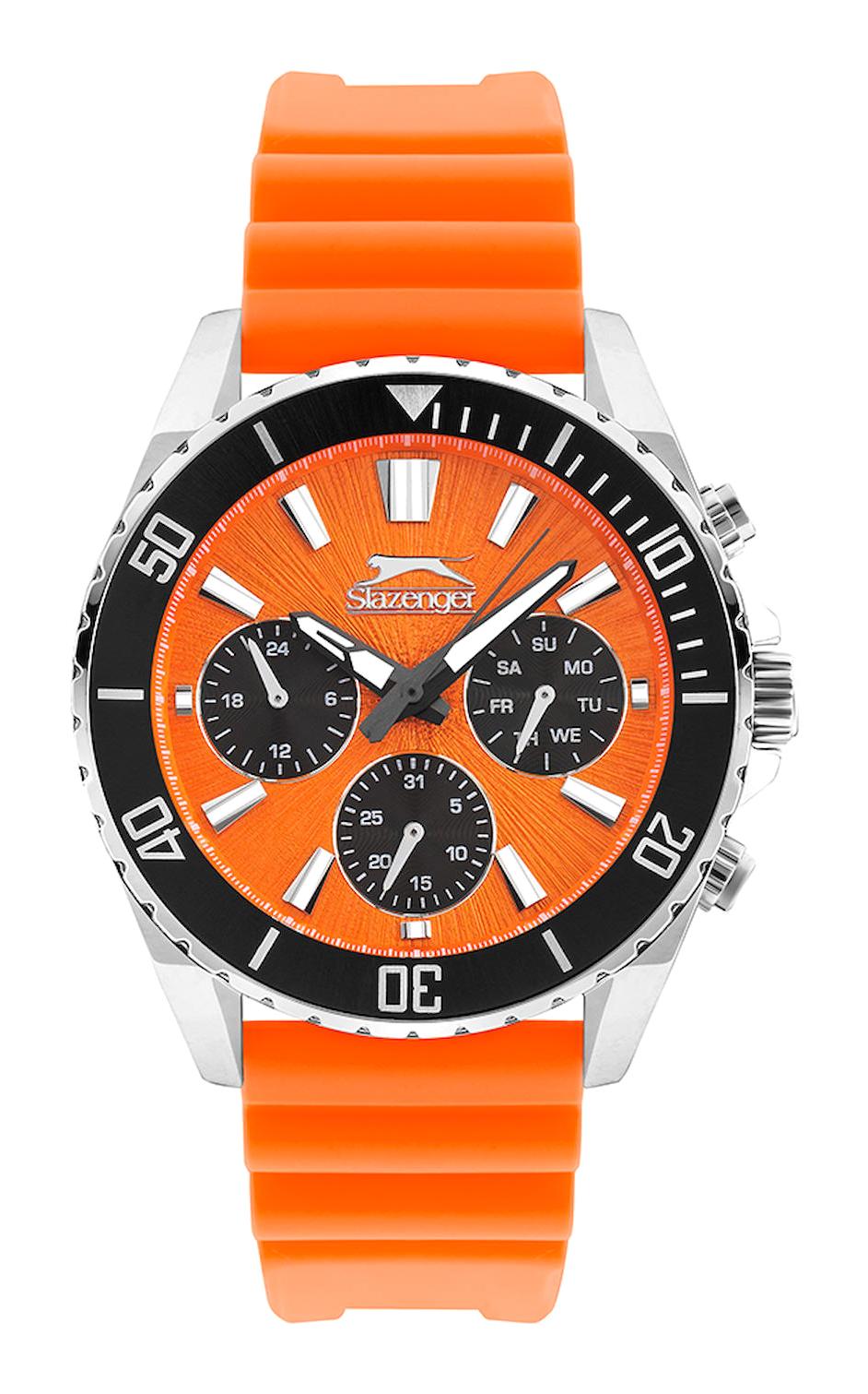 Slazenger SL.09.2274.2.05 Takvimli 44 mm Turuncu Plastik Kordon Analog Erkek Kol Saati