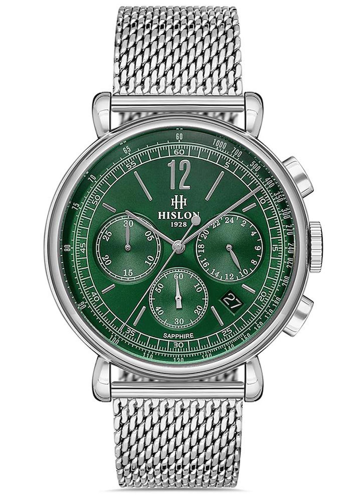 Hislon MS100S-15SS Pusulalı Takvimli 44 mm Çelik Kordon Analog Erkek Kol Saati