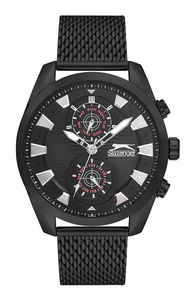 Slazenger SL.09.1882.2.04 Takvimli 46-50 mm Siyah Çelik Kordon Analog Erkek Kol Saati
