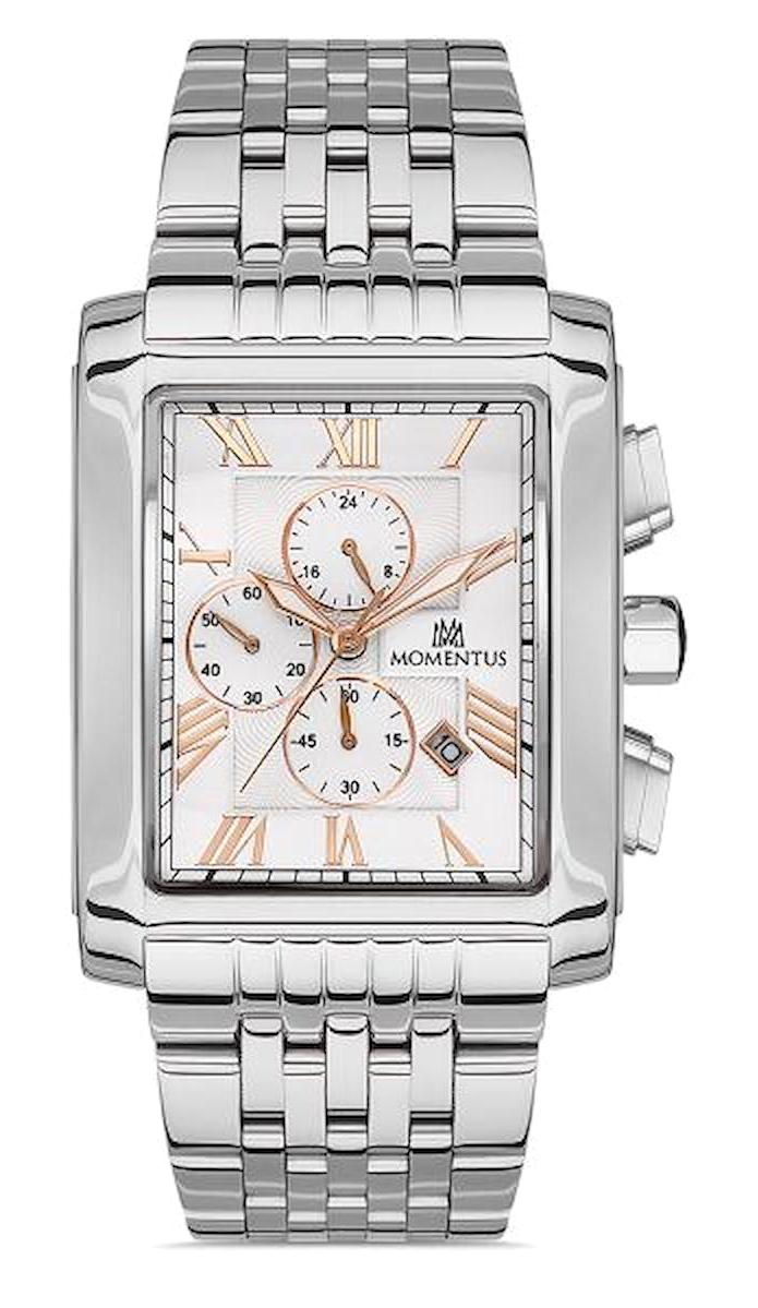 Momentus TM111T-02SR Takvimli 44 mm Çelik Kordon Analog Kol Saati