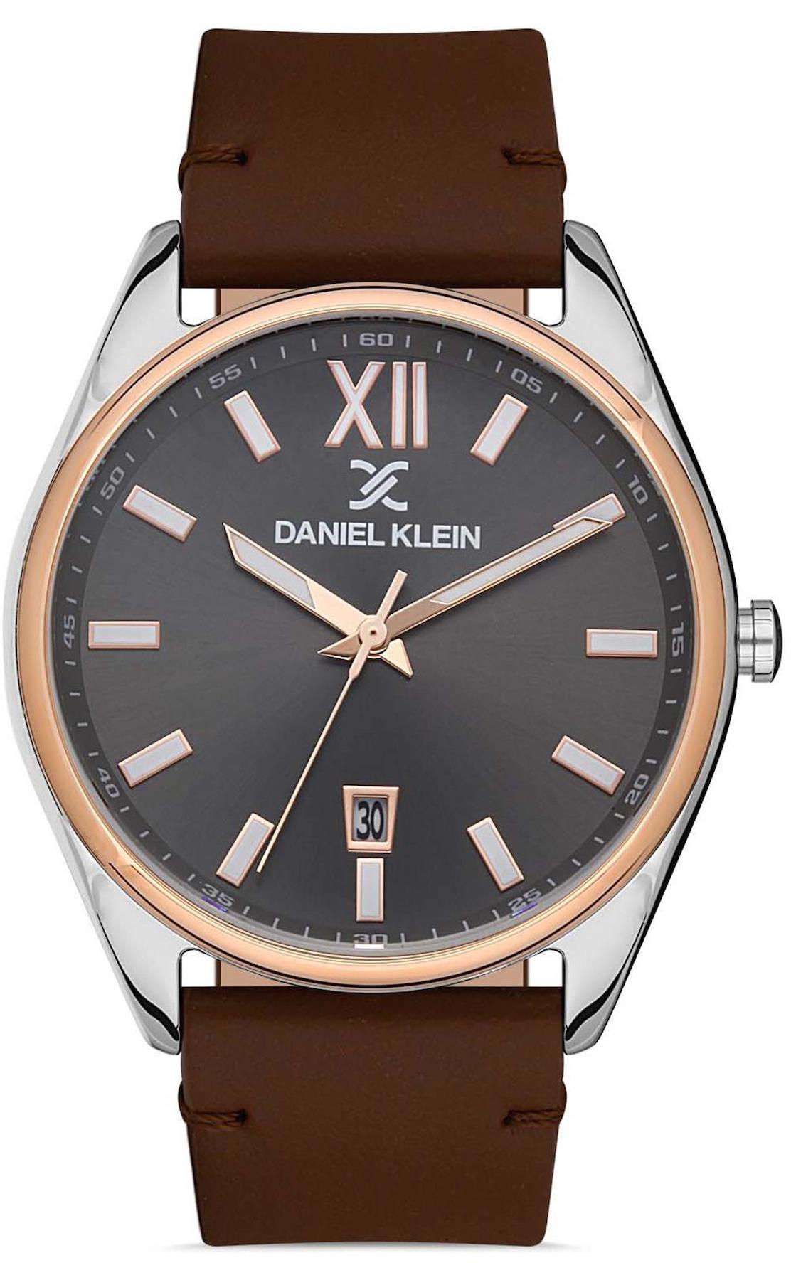 Daniel Klein DKE.1.10422.4 Takvimli 40 mm Kahverengi Deri Kordon Analog Erkek Kol Saati