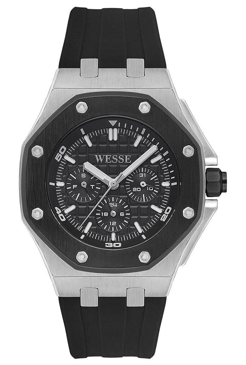 Wesse WWG402402 Pusulalı Takvimli 44 mm Siyah Silikon Kordon Analog Erkek Kol Saati